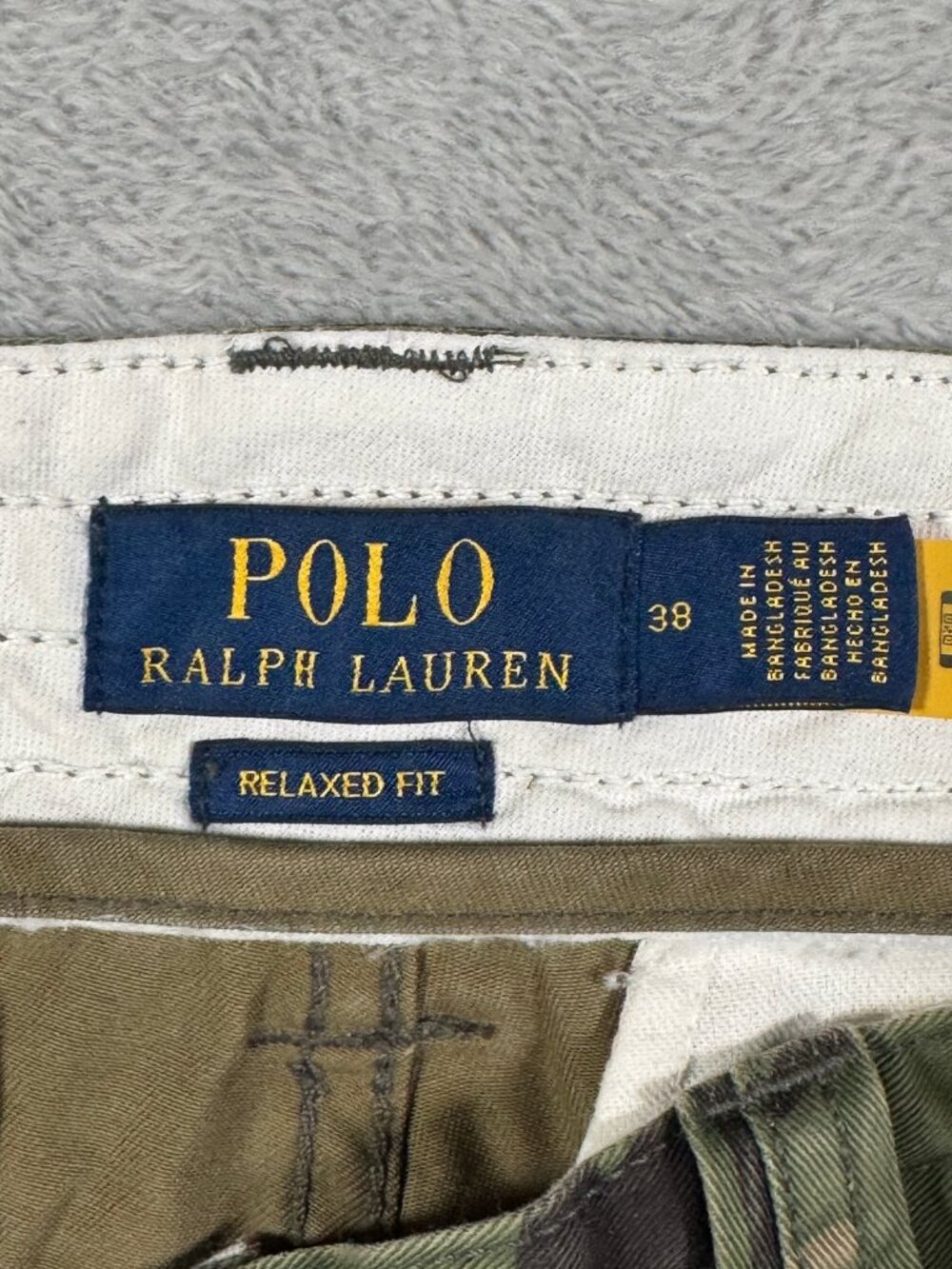 Polo Ralph Lauren Cargo Shorts Mens 38 Green Camo Relaxed Fit Gellar $118 *FLAW - Picture 10 of 14